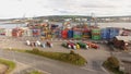 Belfast Docks and City in Co Antrim Northern Ireland