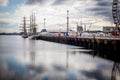 Belfast docks tall ship and Ferris wheel