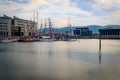 Belfast docks with tall ships