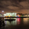 Belfast lit up at night in the Pool of London Royalty Free Stock Photo