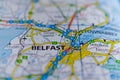 Belfast on map Royalty Free Stock Photo