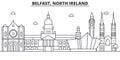 Belfast, North Ireland architecture line skyline illustration. Linear vector cityscape with famous landmarks, city