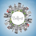 Belfast Northern Ireland City Skyline with Color Buildings, Blue Sky and Copy Space. Belfast Cityscape with Landmarks. Travel and