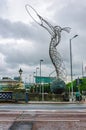 Sculpture is symbol of hope and peace in Belfast of Northern Ireland.