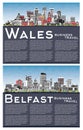 Belfast Northern Ireland and Wales City Skyline set with Gray Buildings, Blue Sky and Copy Space