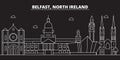 Belfast silhouette skyline. Great Britain - Belfast vector city, british linear architecture, buildings. Belfast travel