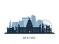 Belfast skyline, monochrome silhouette.