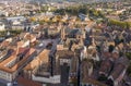 BELFORT, FRANCE - SEPTEMBER 30, 2017: An aerial view of Belfort with the cathedral of Saint-Christophe in the foreground