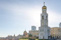 Belfry against the blue sky. Russian orthodox church. Iversky monastery in Samara, Russia
