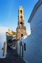 Belfry / bell tower of Greek orthodox church in Lindos village