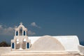 Belfry at blue sky on Santorini island Royalty Free Stock Photo