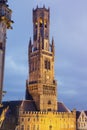 Belfry of Bruges at night Royalty Free Stock Photo