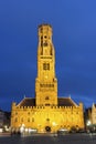 Belfry of Bruges at night Royalty Free Stock Photo