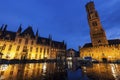 Belfry of Bruges at night Royalty Free Stock Photo