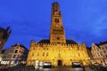 Belfry of Bruges at night Royalty Free Stock Photo