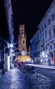 The Belfry of Bruges at night Royalty Free Stock Photo