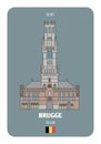 Belfry in Brugge, Belgium. Architectural symbols of European cities