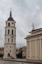 Belfry of Cathedral Basilica Of St. Stanislaus And St. Vladislav On Cathedral Square in Vilnius, Lithuani Royalty Free Stock Photo