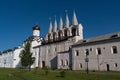 The belfry and the Church of the Protection of the Holy Virgin in Tikhvin Assumption Assumption monastery. Tikhvin, Russia