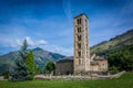 Belfry and church of Sant Climent de Taull, Catalonia, Spain. Romanesque style Royalty Free Stock Photo