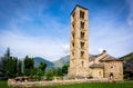 Belfry and church of Sant Climent de Taull, Catalonia, Spain. Romanesque style Royalty Free Stock Photo