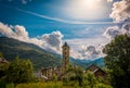 Belfry and church of Santa Eulalia de Erill la vall, Catalonia, Spain. Romanesque style