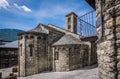 Belfry and church of Santa Maria de Taull, Catalonia, Spain. Romanesque style Royalty Free Stock Photo