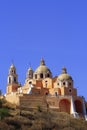 Belfry and domes, santuario del rosario in cholula, mexico. Royalty Free Stock Photo