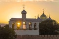 Belfry and domes of St. Sophia Cathedral. Veliky Novgorod Royalty Free Stock Photo