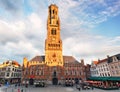 Belfry - Grote Markt square in Bruges, Belgium Royalty Free Stock Photo