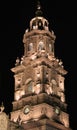 Night view of the Morelia cathedral in michoacan