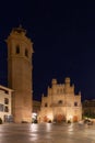 Belfry and Saint Mary cathedral at night, Castellon de la Plana, Spain