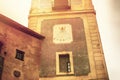 Belfry and sundial in historic centre of Banska Stiavnica,Slovakia. Royalty Free Stock Photo