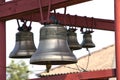 Belfry. Uspensky Assumption Monastery, Old Staraya Ladoga. Russia inscription on a bell - bells foundry