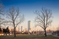 BELGARDE, SERBIA - JANUARY 11, 2024: Panorama of Belgrade waterfront or Beograd na vodi, & Kula belgrade skyscraper tower at dusk Royalty Free Stock Photo