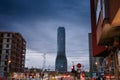 BELGARDE, SERBIA - NOVEMBER 11, 2023: Panorama of Belgrade waterfront, or Beograd na vodi, and the Kula belgrade skyscraper tower