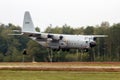 Belgian Air Force Lockheed C-130H Hercules transport plane landing at Kleine-Brogel Airbase. Belgium - September 13, 2014