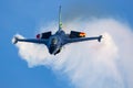 Belgian Air Force Lockheed F-16 Fighting Falcon fighter jet plane flying. Aviation and military aircraft.