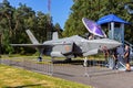 Belgian Air Force Lockheed Martin F-35 Lightning II fighter jet mock-up at Kleine-Brogel Airbase. Belgium - September 8, 2023