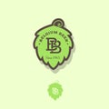 Belgian beer logo. Beer emblem as green hop with letters B. Royalty Free Stock Photo
