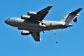 Belgian C-17 drops paratroopers Royalty Free Stock Photo