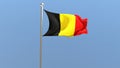 Belgian flag on flagpole. Belgium flag fluttering in the wind. 3D render. Royalty Free Stock Photo