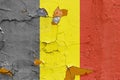 Belgian flag painted on a weathered concrete wall Royalty Free Stock Photo