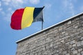 Belgian flag in top of citadel Dinant Royalty Free Stock Photo
