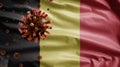 Belgian flag waving with Coronavirus outbreak. Pandemic Covid 19 Belgium. Europe Royalty Free Stock Photo