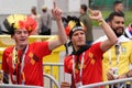 Belgian football fans singing at Saint Petersburg stadium during FIFA World Cup Russia 2018