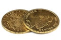 Belgian gold coins Royalty Free Stock Photo