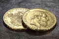 Belgian gold coins Royalty Free Stock Photo