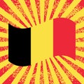 Belgian National Day. Flag of Belgium. Rays from the center, grunge texture Royalty Free Stock Photo