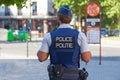 Belgian policeman in bulletproof vest in Brussels